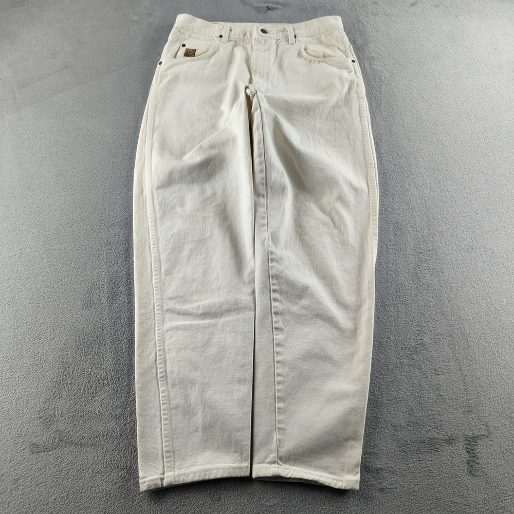 Vintage 90s Wrangler Jeans Womens 34x32 (Fits 32x31) White Straight Leg Made USA